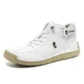 Baskets montantes pour hommes en cuir blanc avec logo renard et semelles en caoutchouc - EU 38 / Blanc