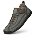 Stivali Martin outdoor da uomo in nabuk grigio-verde con dettagli cuciti a mano - 38 / Verde militare