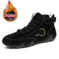 Bottes d'hiver noires pour hommes avec doublure en peluche chaude et fermeture velcro - 38 / Noir Doublé de Polaire