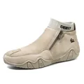 Bottes hautes en cuir abricot avec col en maille et fermeture éclair latérale pratique - EU 38 / Doublure Simple / Khaki