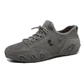 Outdoor suede walking shoe in dark grey with quick-lace system and fox logo detail - EU 35 / Gray