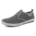 Grijze heren casual suède sneakers met witte vlechtstiksels en vetersluiting design - EU 38 / Grijs