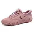 Women's pink outdoor casual suede shoes with fox logo and elastic lace-up system - EU 35 / Pink