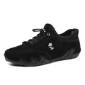 Men's outdoor leisure sneakers in black suede with mesh panels and silver fox logo - EU 35 / Black