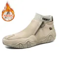 Bottines Martin pour hommes en kaki avec doublure polaire chaude et zip latéral - EU 38 / Style Doublé Polaire / Khaki