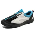 Men's outdoor hiking shoes in blue and grey suede with breathable mesh and rubber sole - EU 38 / Blue