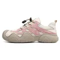 Women's pink and beige leather outdoor hiking shoes with wave sole and speed laces - EU 35 / Pink