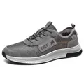 Men's dark grey leather mesh sneakers with breathable suede panels and anti-slip sole - EU 38 / Gray