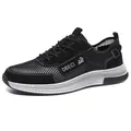 Men's breathable mesh sneakers in black with leather details and nonslip rubber sole - EU 38 / Black