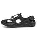 Sandalias de playa para hombre en malla negra y cuero con suela de goma robusta - EU 38 / Negro