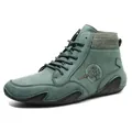 Botines Chelsea altos para hombre en ante azul turquesa con cuello de punto y suela ondulada - 38 / Verde