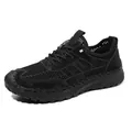 Men's casual black breathable mesh sneaker with durable rubber sole and lace-up design - EU 38 / Black