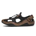 Sandalias de exterior para hombre en marrón y negro con cordón elástico rápido - EU 38 / Caqui