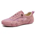 Pink outdoor casual sneakers for women featuring breathable mesh and suede upper - EU 38 / Pink