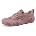 Pink breathable mesh sneakers for women with suede panels and durable purple soles - 35 / Pink