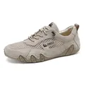 Khaki outdoor breathable mesh sneakers with suede details and anti-slip rubber soles - 35 / Sand