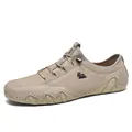 Men's low-top casual shoes in khaki nubuck leather with goat logo and rubber soles - EU 37 / Khaki (Sheep Logo)