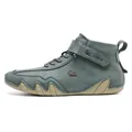 High-top grey-blue suede men's work boots with octopus rubber sole and velcro straps - EU 38 / Green