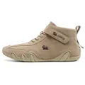Khakifarbene Outdoor-Sneaker für Herren aus Wildleder mit Klettverschluss und Gummisohle - Khaki