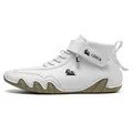 LDECK Herren High-Top Sneaker in Weiß mit hellbrauner Gummisohle und Klettverschluss - Weiß