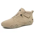 Men's khaki outdoor leisure boots in premium suede with non-slip rubber soles - EU 38 / Khaki