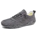 Men's dark gray breathable mesh sneakers with synthetic suede panels and lace-up design - EU 35 / Gray