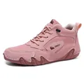 Pink high-top casual leather sneakers for women with durable rubber soles and soft finish - EU 35 / Pink