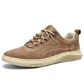 Brown suede men's casual sneakers with off-white rubber sole and honeycomb patterns - EU 38 / Brown