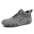 Dark grey high-top nubuck leather boots for women featuring a durable anti-slip sole - EU 35 / Gray