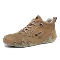 Men's high-top camel suede hiking boots with non-slip rubber soles and durable laces - EU 35 / Brown