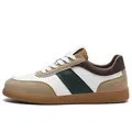 Classic white leather GAT sneakers with khaki suede and dark green stripes for men - EU 38 / White Green