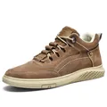 Men's high-top casual outdoor boots in brown suede leather with off-white rubber soles - EU 38 / Brown