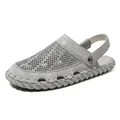 Herren Strand-Sandalen in Hellgrau mit atmungsaktivem Mesh und Handnähten Design - Grau