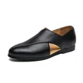 Men's black leather sandals with woven texture and breathable cutout design details - EU 38 / Black