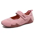 Pink Mary Jane flat shoes with velcro strap and non-slip rubber sole for women - EU 38 / Single Style / Pink