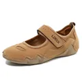 Women's tan casual flat sandal with hook-and-loop strap and mesh texture - EU 38 / Single Style / Brown
