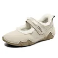 Chaussures outdoor fourrées pour femme en daim beige avec fermeture à scratch - EU 38 / Style Doublé Polaire / Sable