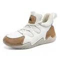 White and brown leather high-top sneakers with suede patches and wavy rubber soles - EU 35 / Brown