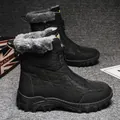 Men's black quilted snow boots with faux fur lining and front zipper closure - EU 38 / Black