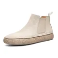 Men's retro sand suede Chelsea boots with thick crepe sole and elastic side panels - 38 / Slip-on (2305) / Beige