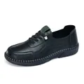 Men's black pebble leather casual shoes with non-slip rubber soles and green detail - EU 38 / Black