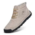 Men's light grey suede lace-up ankle boots with durable rubber sole and side logo - 39 / Beige