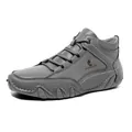 Bottes décontractées grises pour hommes avec surpiqûres et semelles en caoutchouc antidérapantes - Gris (D8327)