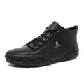 Bottines noires décontractées en cuir à lacets avec semelle en caoutchouc ondulée - EU 38 / Noir (D8327)