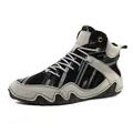 Men's high-top casual boots in black and grey suede featuring wave-shaped rubber soles - EU 38 / Gray