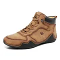 Bottines décontractées pour hommes en cuir marron avec semelle en caoutchouc robuste - EU 38 / Marron