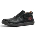 Bottines en cuir noir pour homme avec fermeture éclair latérale et semelle caoutchouc - 40 / Noir