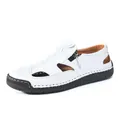 Sandalias de verano para hombre en cuero blanco con suela de goma y cremallera lateral - EU 38 / Blanco