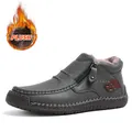 Botas de invierno para hombre en cuero gris con forro de felpa y cremallera lateral - 38 / Estilo con Forro de Felpa / Gris