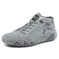 Men's casual high-top sneakers in grey suede with anti-slip rubber wavy sole - EU 38 / Gray